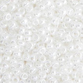 8/0 Miyuki Seed Beads White Pearl Ceylon, 22g Vial